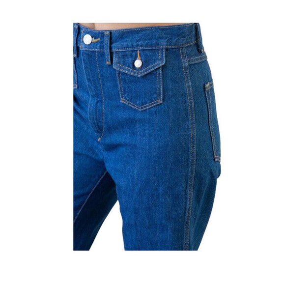 RE/DONE 70's Style Retro pocket Wide Leg Jeans in True Rinse Dark Wash 31 NWT - Picture 8 of 8
